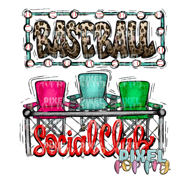 Baseball Social Club: Where Game Day Meets Style | Baseball Sublimation | Baseball Digital Art | Sublimation Design | Heat Transfer | Digital Download - Image 2