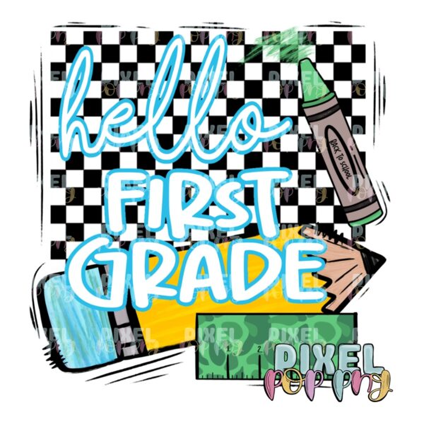 Hello First Grade Crayon/Camo Ruler Digital Design | School Sublimation | School Digital Art Design | Sublimation | DTF | Digital Download