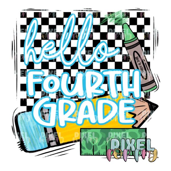 Hello Fourth Grade Crayon/Camo Ruler Digital Design | School Sublimation | School Digital Art Design | Sublimation | DTF | Digital Download