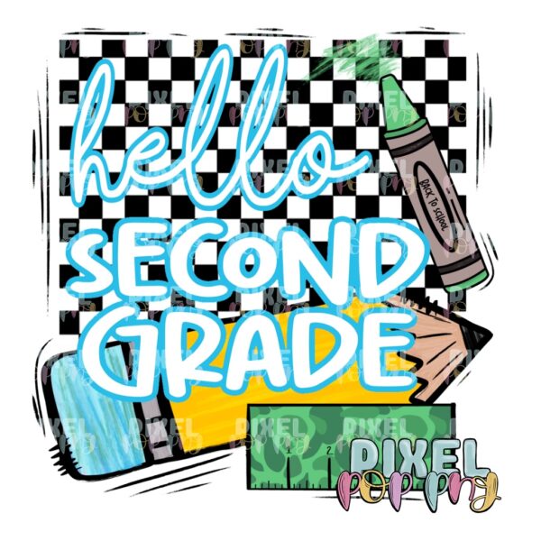 Hello Second Grade Crayon/Camo Ruler Digital Design | School Sublimation | School Digital Art Design | Sublimation | DTF | Digital Download