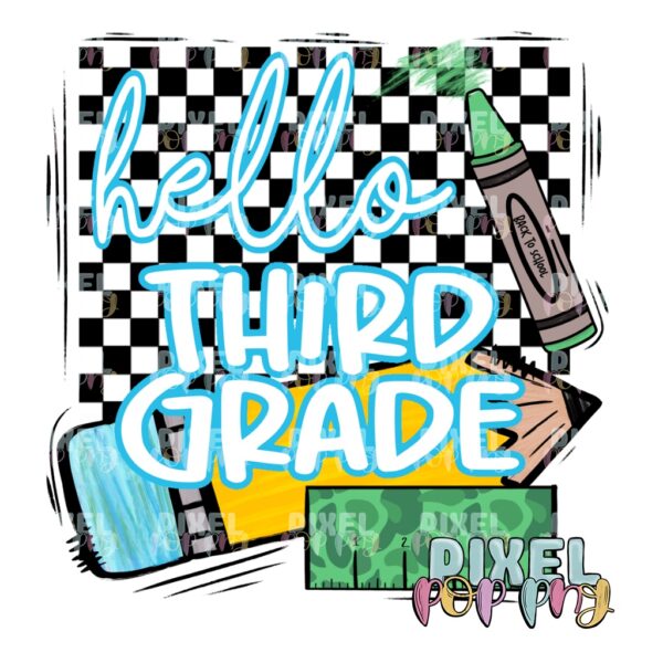 Hello Third Grade Crayon/Camo Ruler Digital Design | School Sublimation | School Digital Art Design | Sublimation | DTF | Digital Download