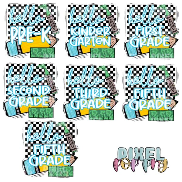 Hello Pre-K Crayon/Camo Ruler Bundle Digital Design | School Sublimation | School Digital Art Design | Sublimation | DTF | Digital Download