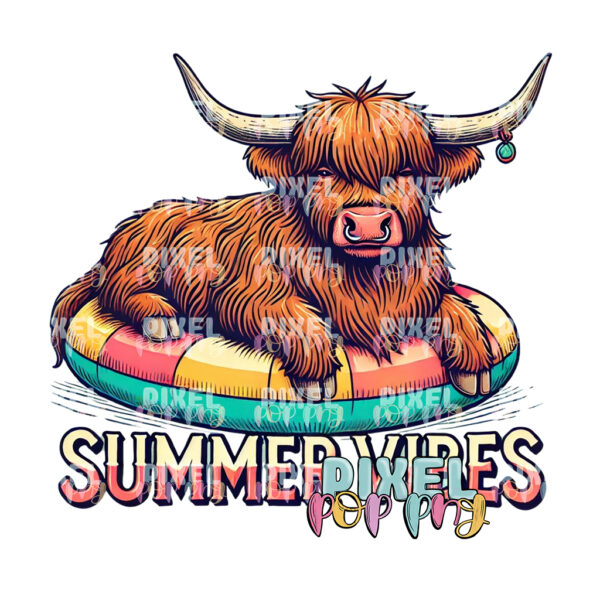 Highland Cow Summer Vibes | Digital Download | Sublimation Design | Digital PNG