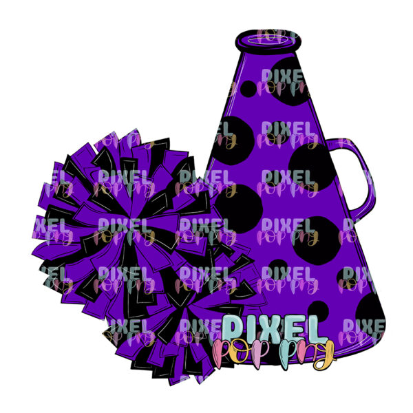 Purple and Black PomPom and Megaphone  | Cheer Sublimation | Cheer Digital Art | Sublimation Design | Heat Transfer | Digital Download Copy Copy Copy Copy