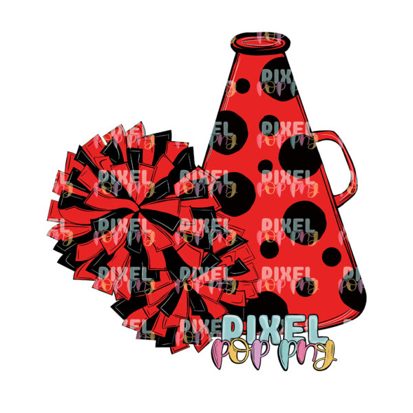 Red and Black PomPom and Megaphone  | Cheer Sublimation | Cheer Digital Art | Sublimation Design | Heat Transfer | Digital Download Copy Copy Copy