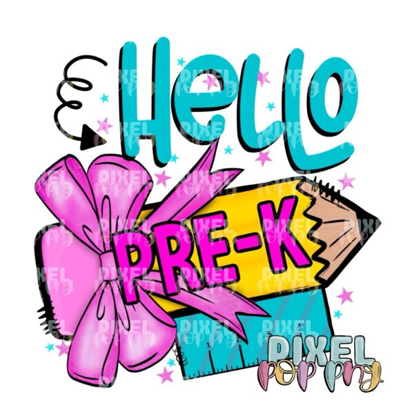 Hello Pre-K Digital Design | School Sublimation | School Digital Art Design | Sublimation | DTF | Digital Download