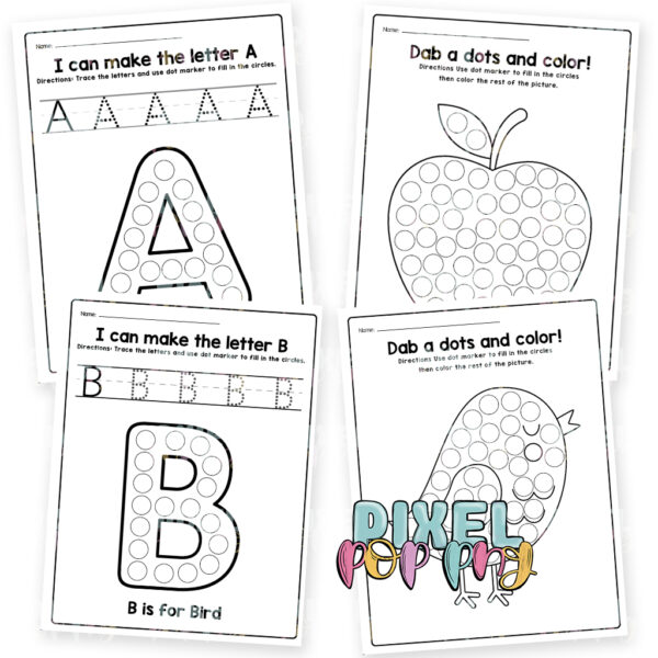 Alphabet Dot Marker Worksheets | Digital Download | Educational Download | Homeschool Workbook | Classroom Worksheets | Kid Learning Printables