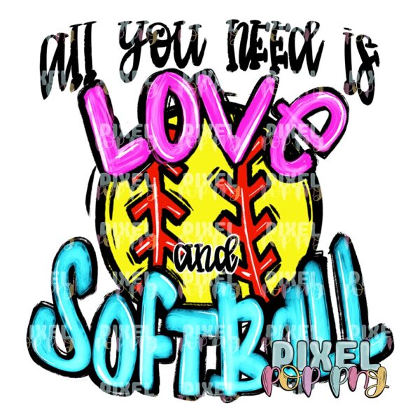 Love and Softball Sublimation Design | Digital Download | Sublimation Artwork | Softball Sublimation | DTF Design